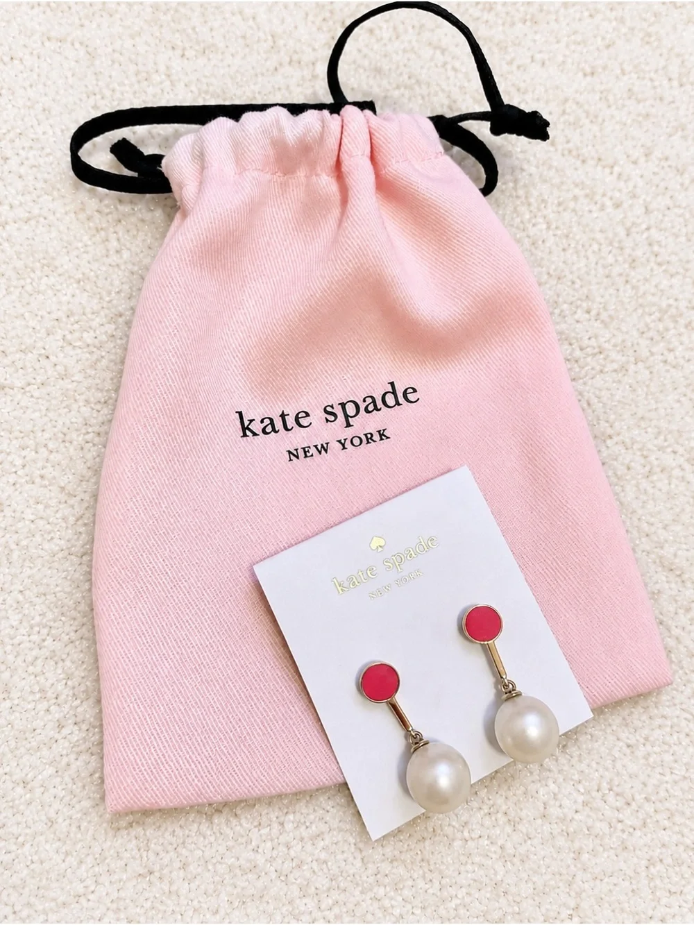 kate spade Pink Enamel and Pearl Drop Earrings